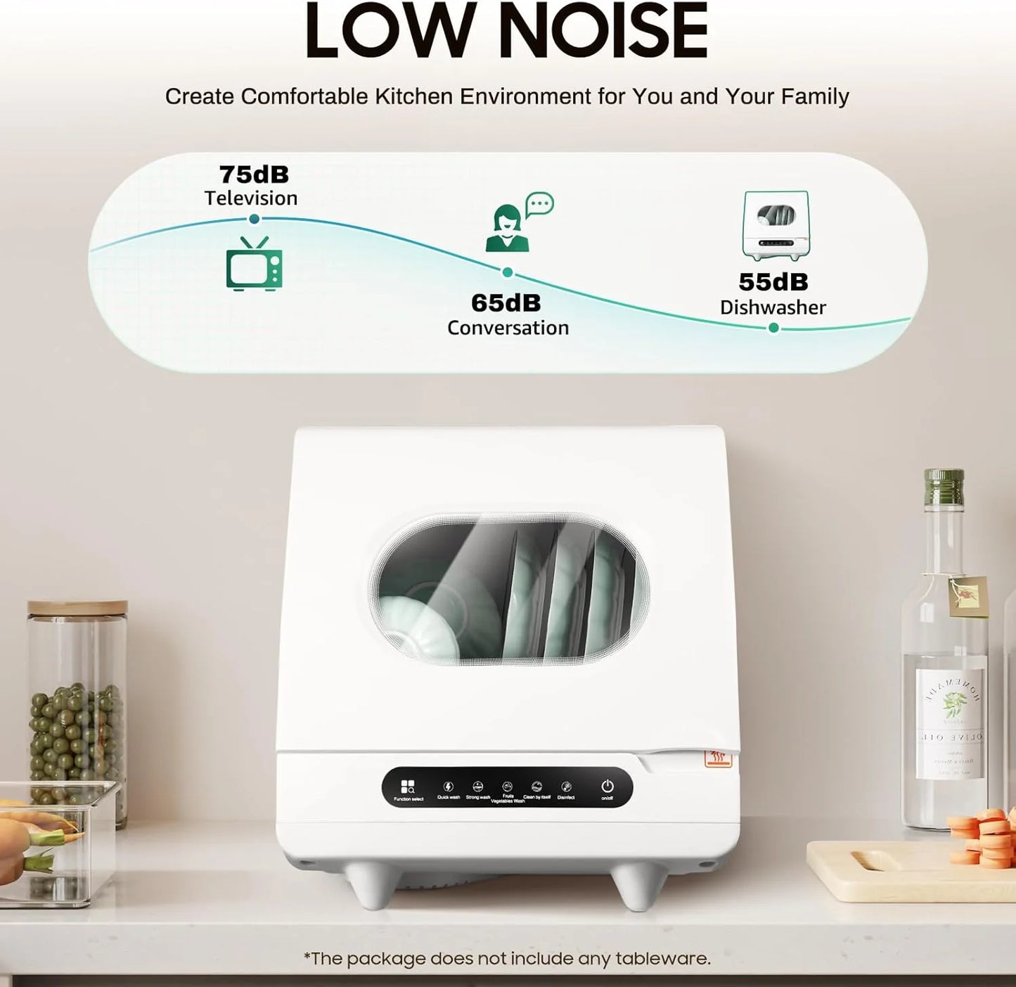 110v Portable Countertop Dishwasher,Home Apartment Tabletop Compact Dishwasher With Inlet & Drainage Pipe,Mini Countertop Dishwasher,Clear Window,For Cleaning Utensils At Home After Dining.