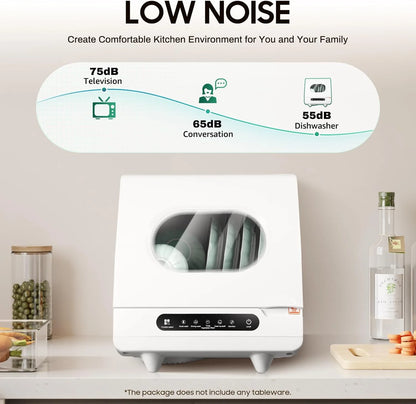 110v Portable Countertop Dishwasher,Home Apartment Tabletop Compact Dishwasher With Inlet & Drainage Pipe,Mini Countertop Dishwasher,Clear Window,For Cleaning Utensils At Home After Dining.