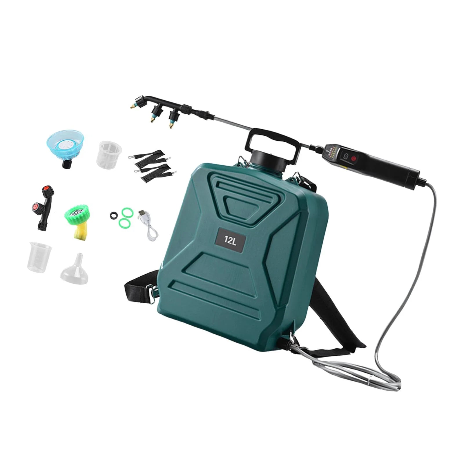 simhoa Garden Electric Sprayer 2 Spray Speed 12L Practical Comfortable Handle, Retractable Water Sprayer for Gardening Cleaning Green