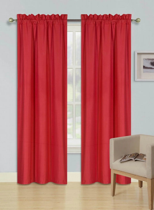 Window treatment R64 solid red color 2pc drapes Foam Backing Insulated Window Dressing Curtain Set of 2 Lined Rod Pocket Panels 37"W X 63"L Each
