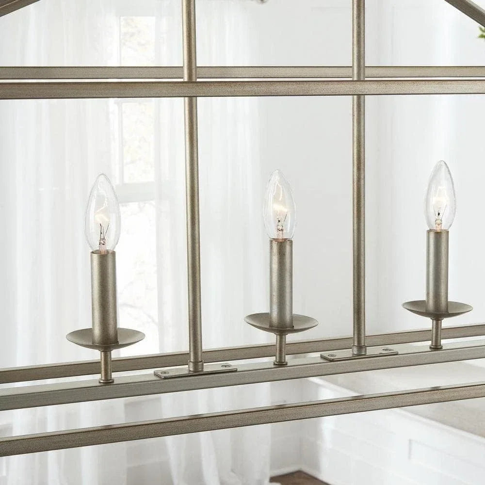 Home Decorators Weyburn 5-Light Antique Silver Caged Island Chandelier - New