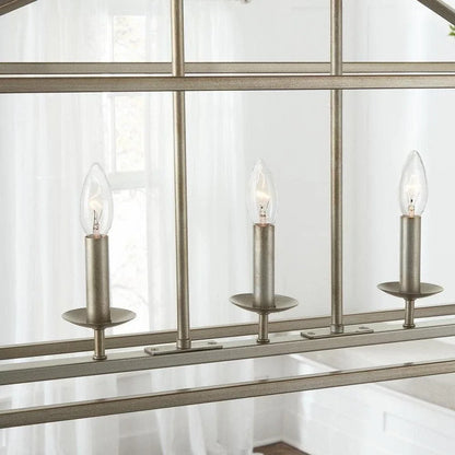 Home Decorators Weyburn 5-Light Antique Silver Caged Island Chandelier - New