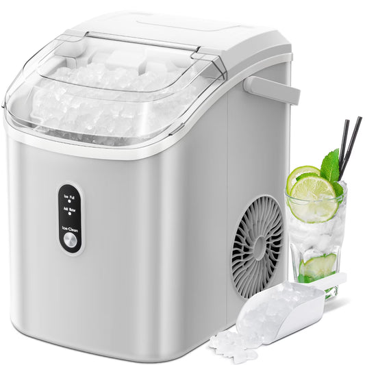 Electactic Nugget Ice Maker Countertop, 35lbs/24H, Self-Cleaning, Pebble Portable Ice Machine with Handle (White)