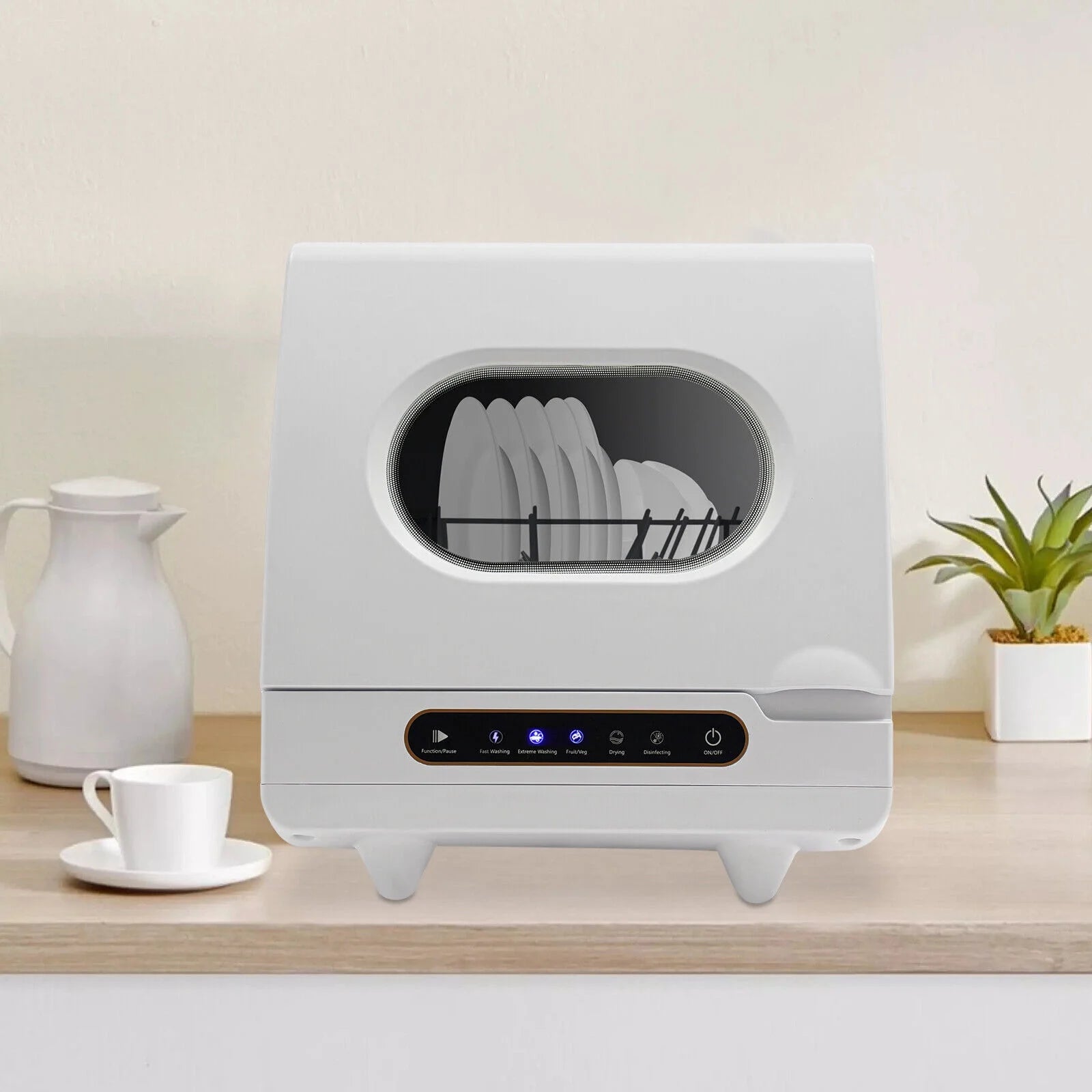 1200W mini Portable Countertop Dishwasher 360�� Rotating Deep Cleaning Dishwasher