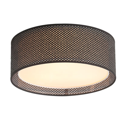 LEDET 15.7 in. Yellow Flush Mount Ceiling Light Rattan Weaving Shade Home Decor Pendant Lighting