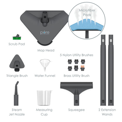 Pure Enrichment PureClean XL Rolling Steam Cleaner - Multi-Purpose Chemical-Free Steam Cleaner with 18 Accessories for Deep Cleaning Floors, Tiles, Grout, Windows, Grills, Ovens, and Vehicles