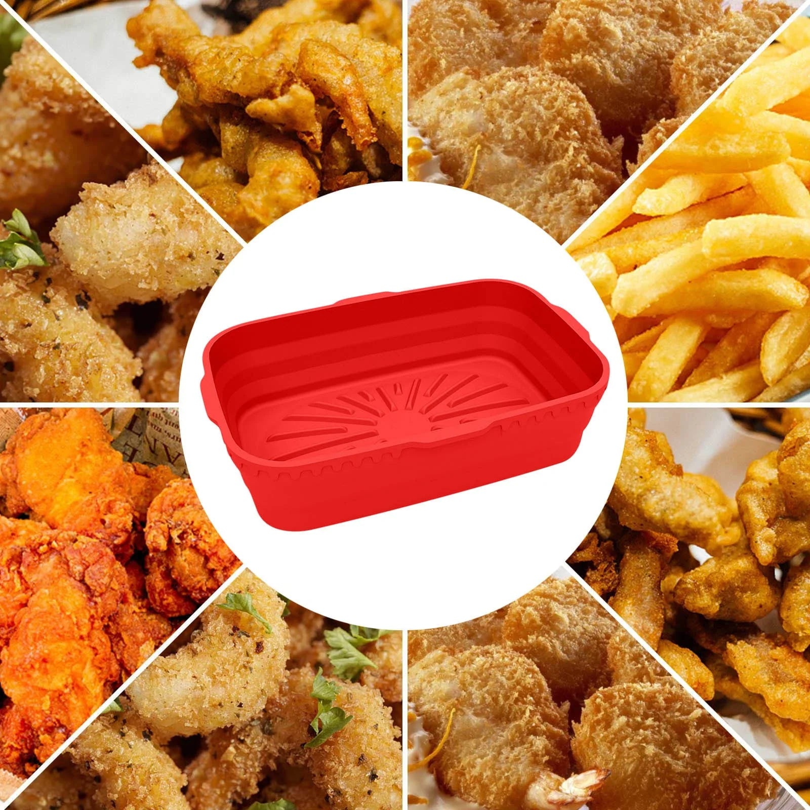 Baking Mat,Foldable Air Fryer Air Fryer Silicone Pot No More Cleaning Basket After Using The Air Fryer -7.7Inch