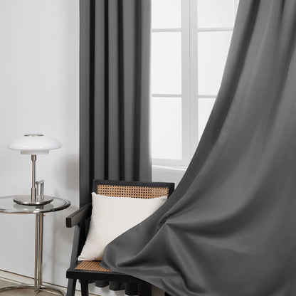 Deconovo Bedroom Blackout Curtains Rod Pocket Light Block Window Drapes for Home Decor, Set of 2, 42 x 72 inch, Black