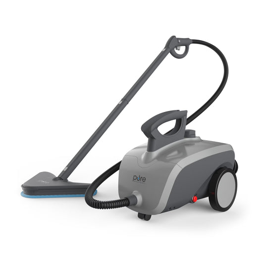 Pure Enrichment PureClean XL Rolling Steam Cleaner - Multi-Purpose Chemical-Free Steam Cleaner with 18 Accessories for Deep Cleaning Floors, Tiles, Grout, Windows, Grills, Ovens, and Vehicles