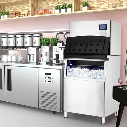 EastVita Commercial Ice Maker Machine, 550LBS Stainless Steel Under Counter Ice Machine with 300LBS Ice Storage Capacity, Self Cleaning,Ice Cube for Bar/Cafe/Restaurant