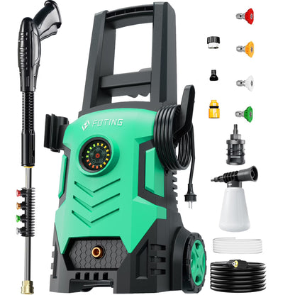 2025upgraded Electric Pressure Washer with Touch Screen, 5000PSI Max 3.3GPM��Adjustable 8 Level,4 Quick Connect Nozzles, Inlet Hose & Filter& Foam Cannon for Cars/Fences/Driveways/Home Cleaning