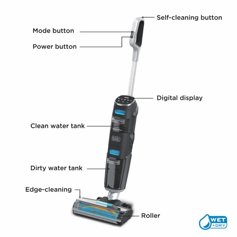 BLACK & DECKER Cordless Multi-Surface Vacuum & Wash Duo with HEPA Filter and Cleaning Accessories, BXUVXA02