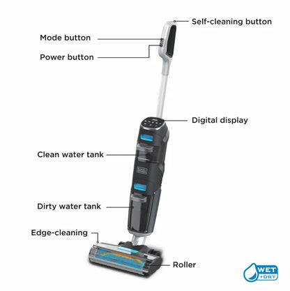 BLACK & DECKER Cordless Multi-Surface Vacuum & Wash Duo with HEPA Filter and Cleaning Accessories, BXUVXA02
