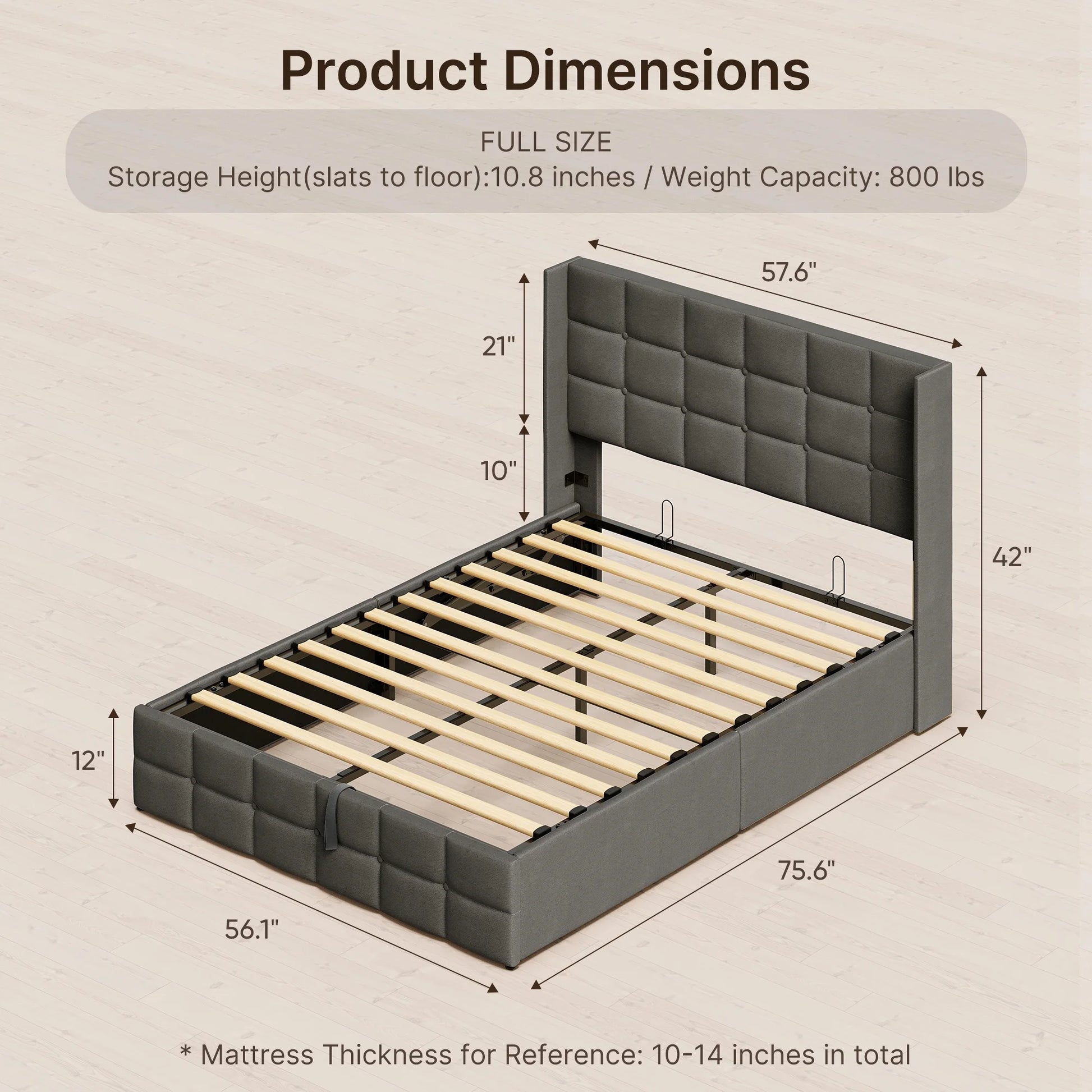 Bedroom Set - Includes Full Size Bed Frame (Dark Gray), Nightstands, 5-Drawer Dresser & Double Wide 6-Drawer Dresser - Modern Storage Solution for Stylish Home Decor, Black