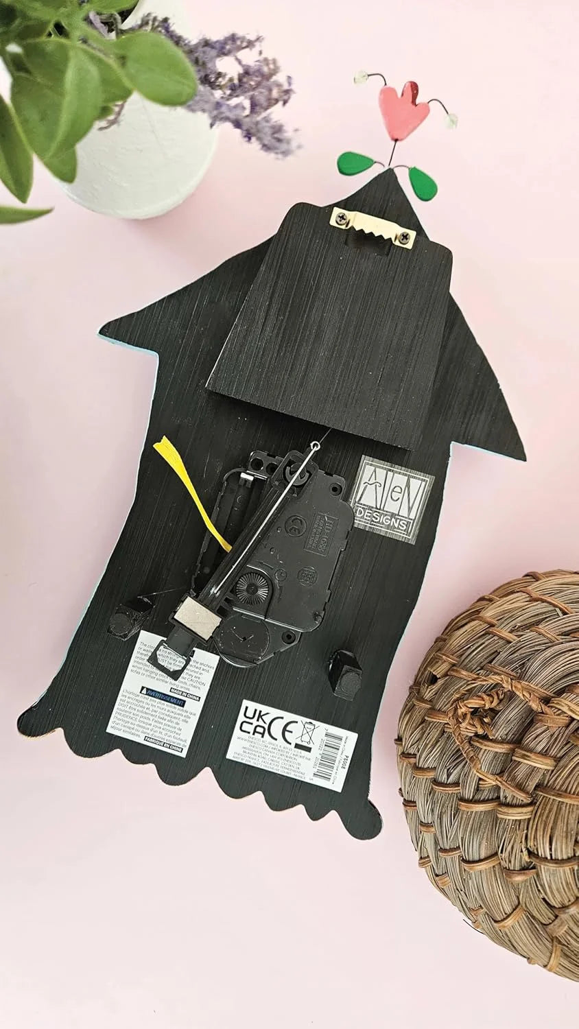 14.9 Inch | Stone Resin Decorative Clocks for Walls Home Decor Kitchen Clocks | Allen Designs Birdhouse with Flowers Cuckoo Wall Clock - Battery Operated Pendulum Analog Clock