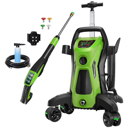 Electric Pressure Washer 5000PSI-Max 3.2GPM Power Washer Electric Powered with Upgrade Spray Handle Smart Control and 4 Anti-Tipping Wheels for Effortlessly Cleaning Blue