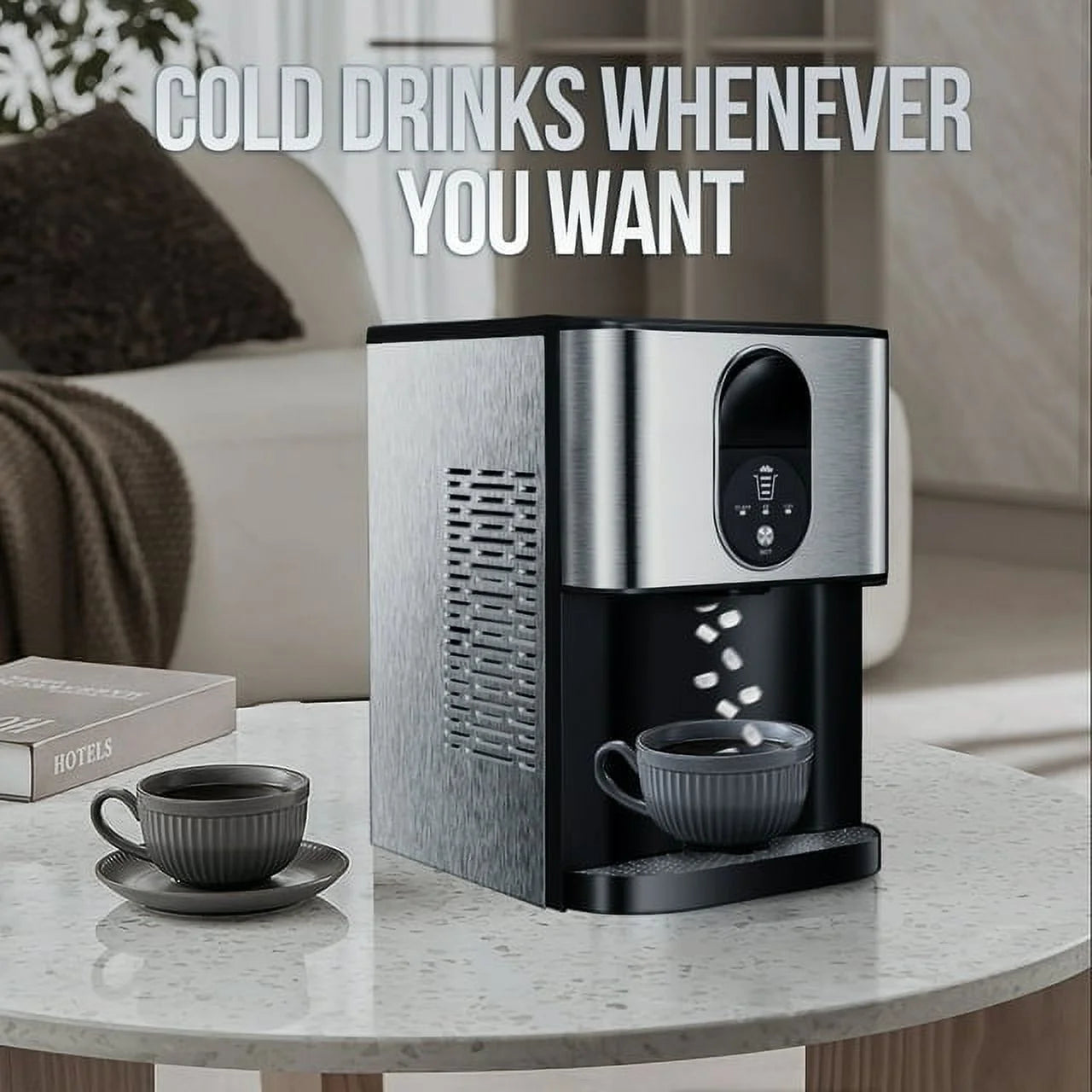 Auseo Soft Chewable Nugget Ice Maker Countertop, 44lbs /24H, Self-Cleaning, One-Button Operation, Home/Kitchen/Office/Party, Silver