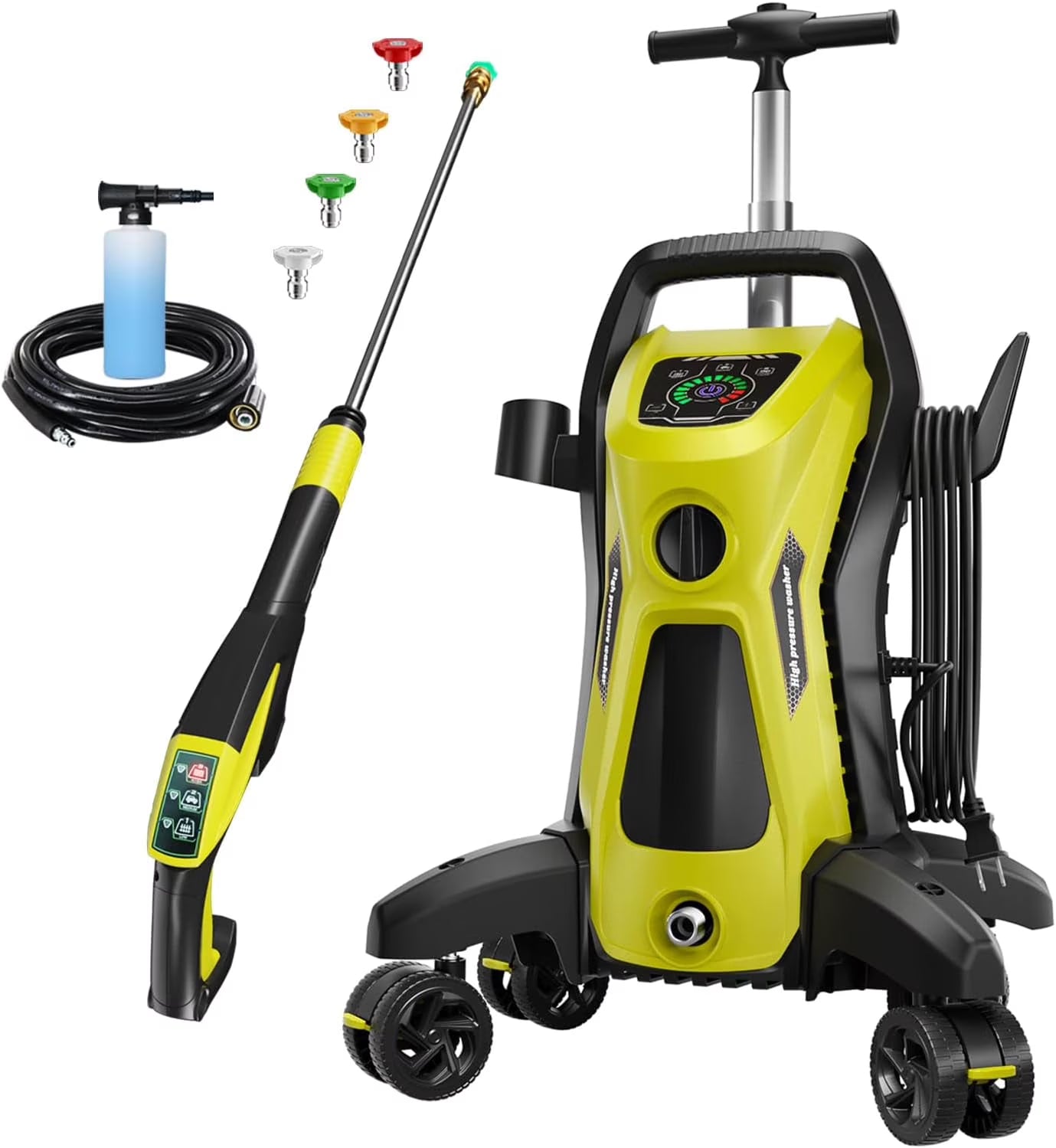 Electric Pressure Washer 5000PSI-Max 3.2GPM Power Washer Electric Powered with Upgrade Spray Handle Smart Control and 4 Anti-Tipping Wheels for Effortlessly Cleaning Blue