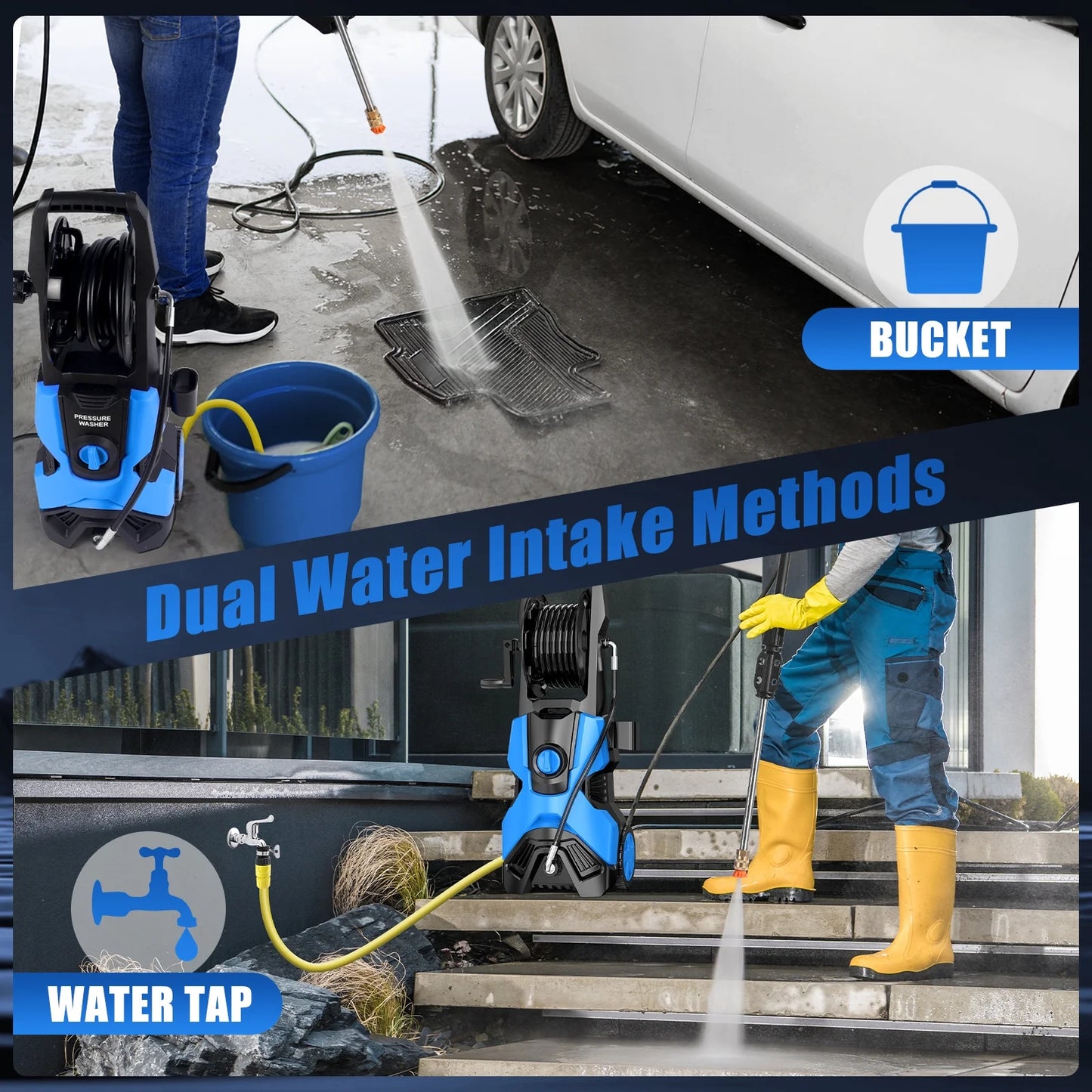 HONGGE Electric High Pressure Washer Machine 3500PSI at 2.6 GPM 110V Cold, Ideal for Cleaning Decks