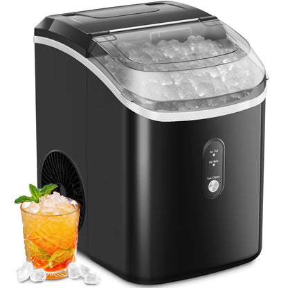 Electactic Nugget Ice Maker Countertop, 35lbs/24H, Self-Cleaning, Pebble Portable Ice Machine with Handle (White)