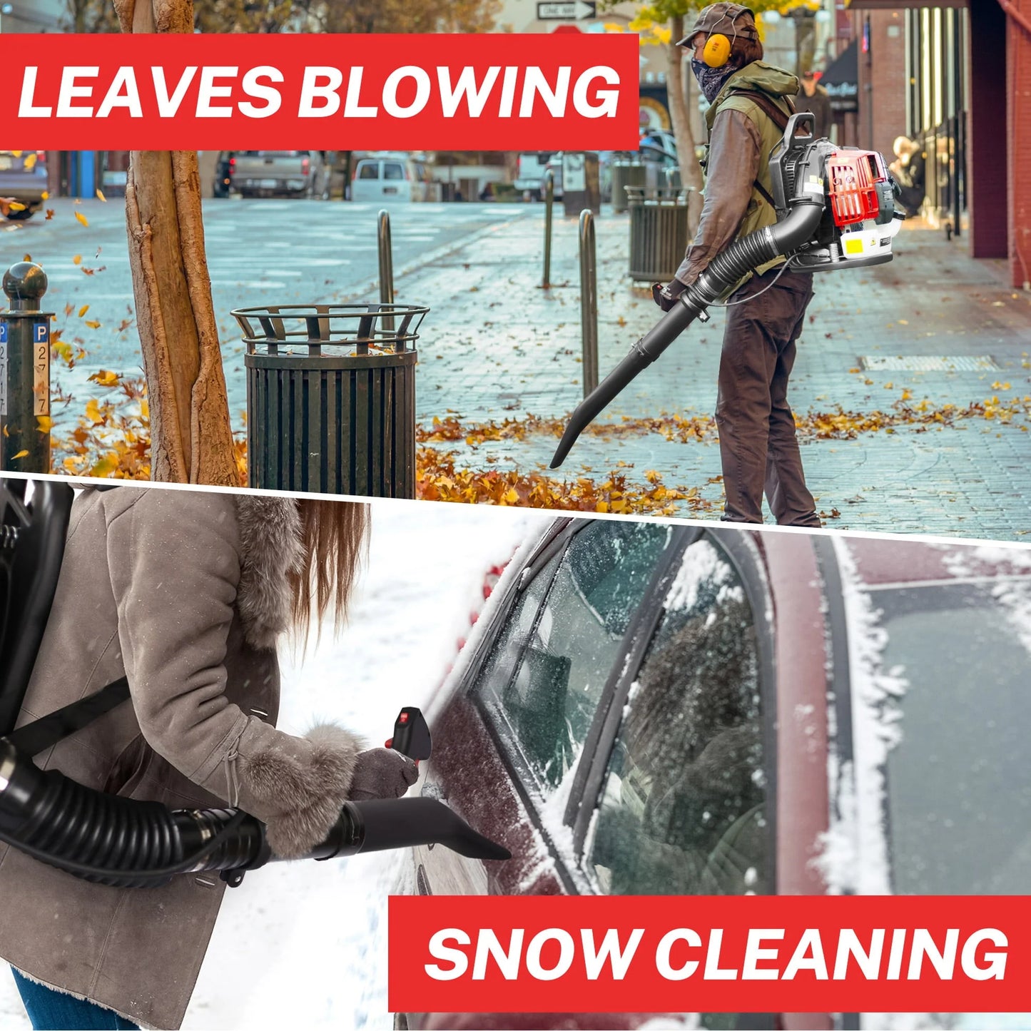 SYNGAR Gas Backpack Leaf Blower, 52CC 2-Cycle Leaf/Snow Blower with Extension Tube, for Dust Cleaning, Snow Blowing, Backyard, Garden, Work Around the House, Not for Sale in California, D5480