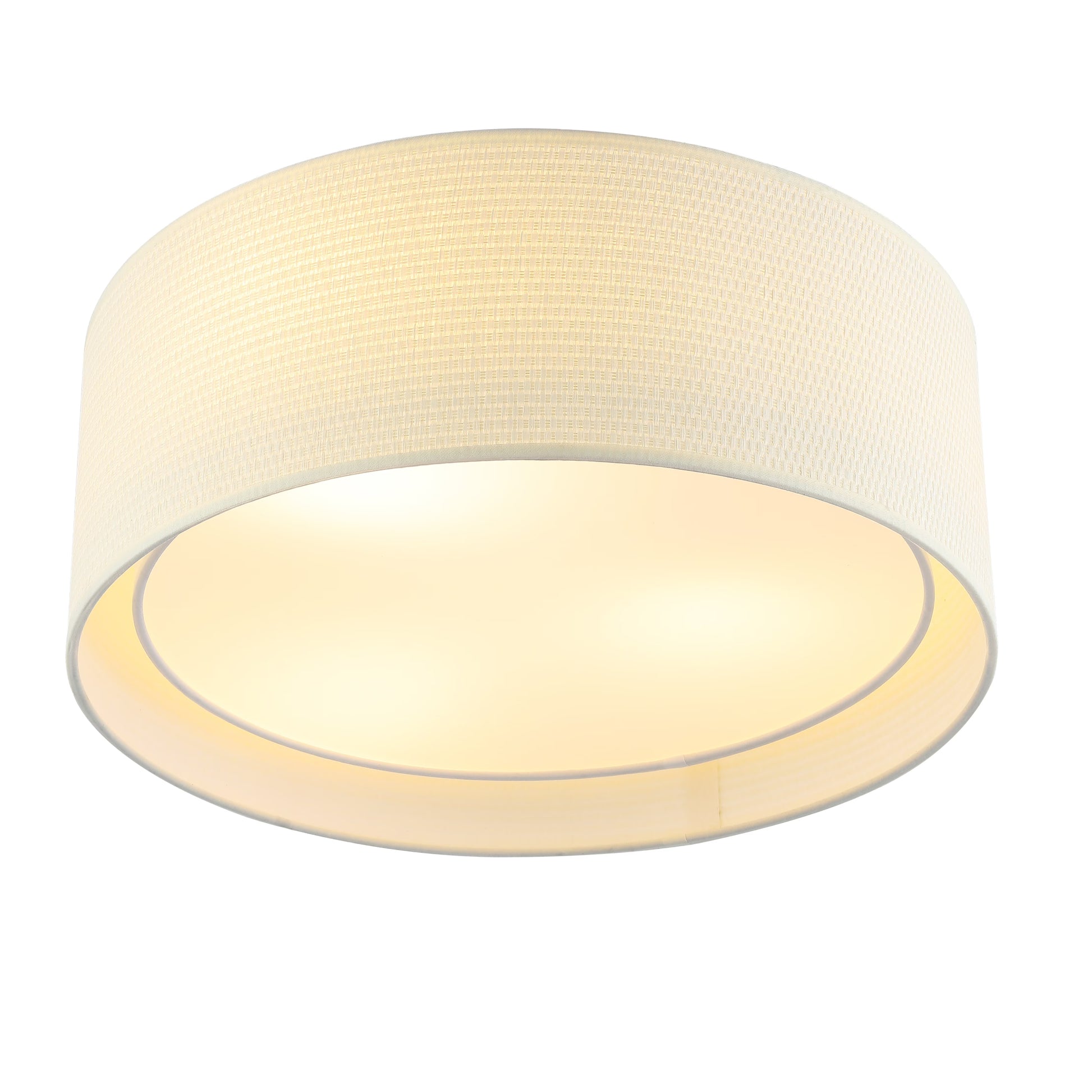 LEDET 15.7 in. Yellow Flush Mount Ceiling Light Rattan Weaving Shade Home Decor Pendant Lighting