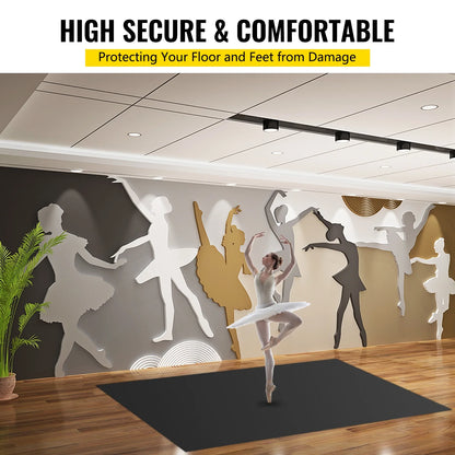 VEVORbrand Dance Floor Roll Portable 6.6 x 15.7 ft Practice Dance Floor 1.5mm Thickness PVC Dance Flooring Dance Floor Grey/Black Roll out Non-slide & Wearproof Dance Floor Easy Cleaning for Ballet