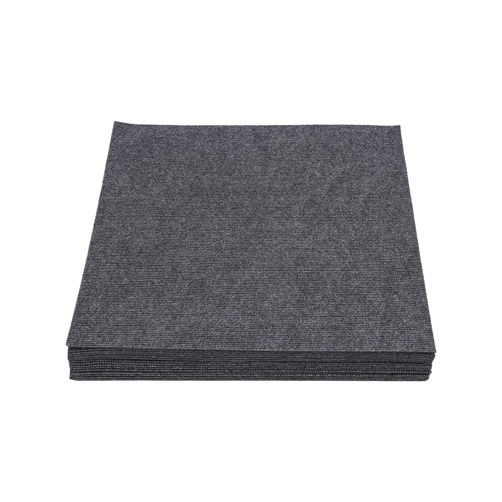 Dark Grey Carpet Tiles 24x24in, Low-Maintenance Polyester Fiber, Self-Adhesive 15-Pcs Set with Effortless Cleaning, Suitable for Hotels & Warehouses