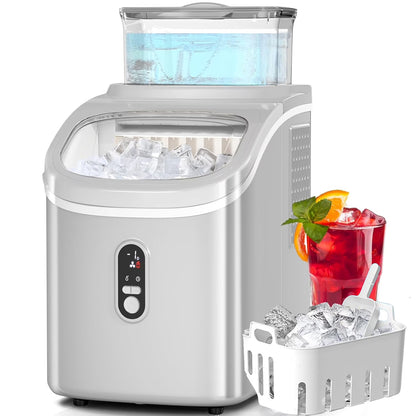 Auseo 45lbs/24H Ice Maker Countertop, 1.5+0.5L Large Water Tank, Cube Ice, Self-Cleaning, 24H Timer, Customizable Ice Making Time, Black