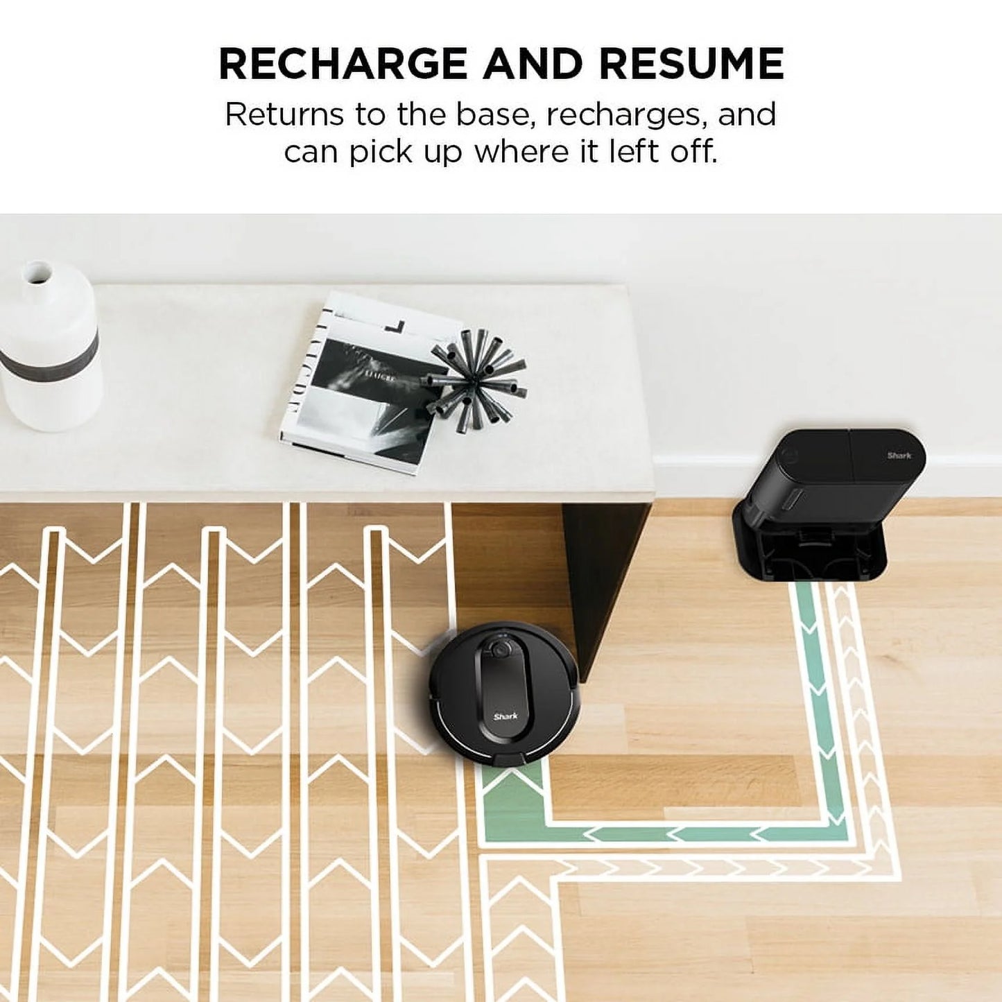 Shark EZ Robot Vacuum with Self-Empty Base, Row-by-Row Cleaning, Powerful Suction, Perfect for Pet Hair, Wi-Fi, Carpets & Hard Floors, RV910S