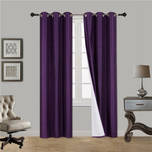 (SSS) 2-Piece Purple Blackout Room Darkening Panel Curtain Set, Window Treatments of 37" Wide x 84" Length Each Panel