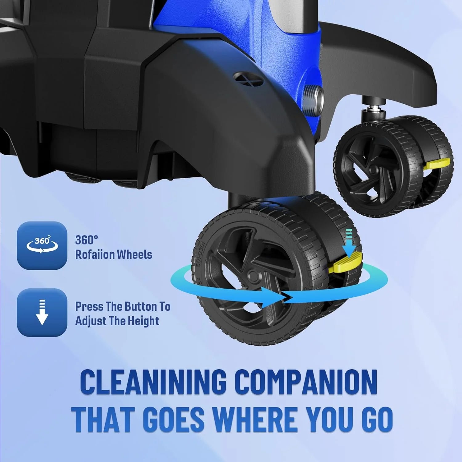 Electric Pressure Washer 5000PSI-Max 3.2GPM Power Washer Electric Powered with Upgrade Spray Handle Smart Control and 4 Anti-Tipping Wheels for Effortlessly Cleaning Blue