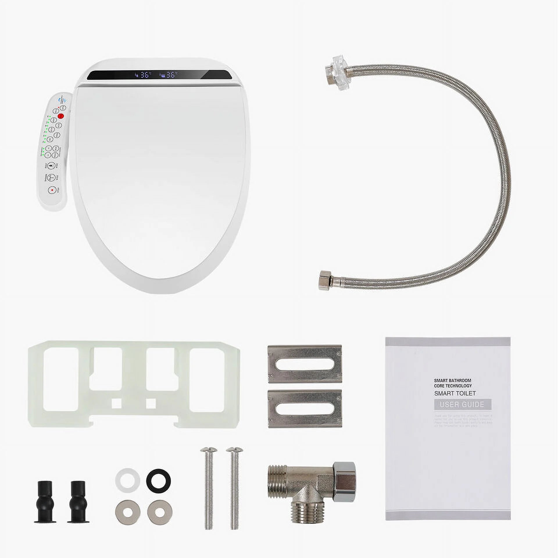 PULUOMIS Elongated Electronic Bidet Toilet Seat White with Heated Seat and Self-Cleaning Nozzle