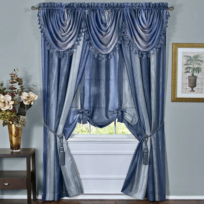 Designer Home Ombre Window Curtains, Modern Semi-Sheer Window Curtain Drape Shade Panels, Window Treatment for Livingroom, Bedroom and Kitchen, 50" x 63" Tie-Up Shade Blue