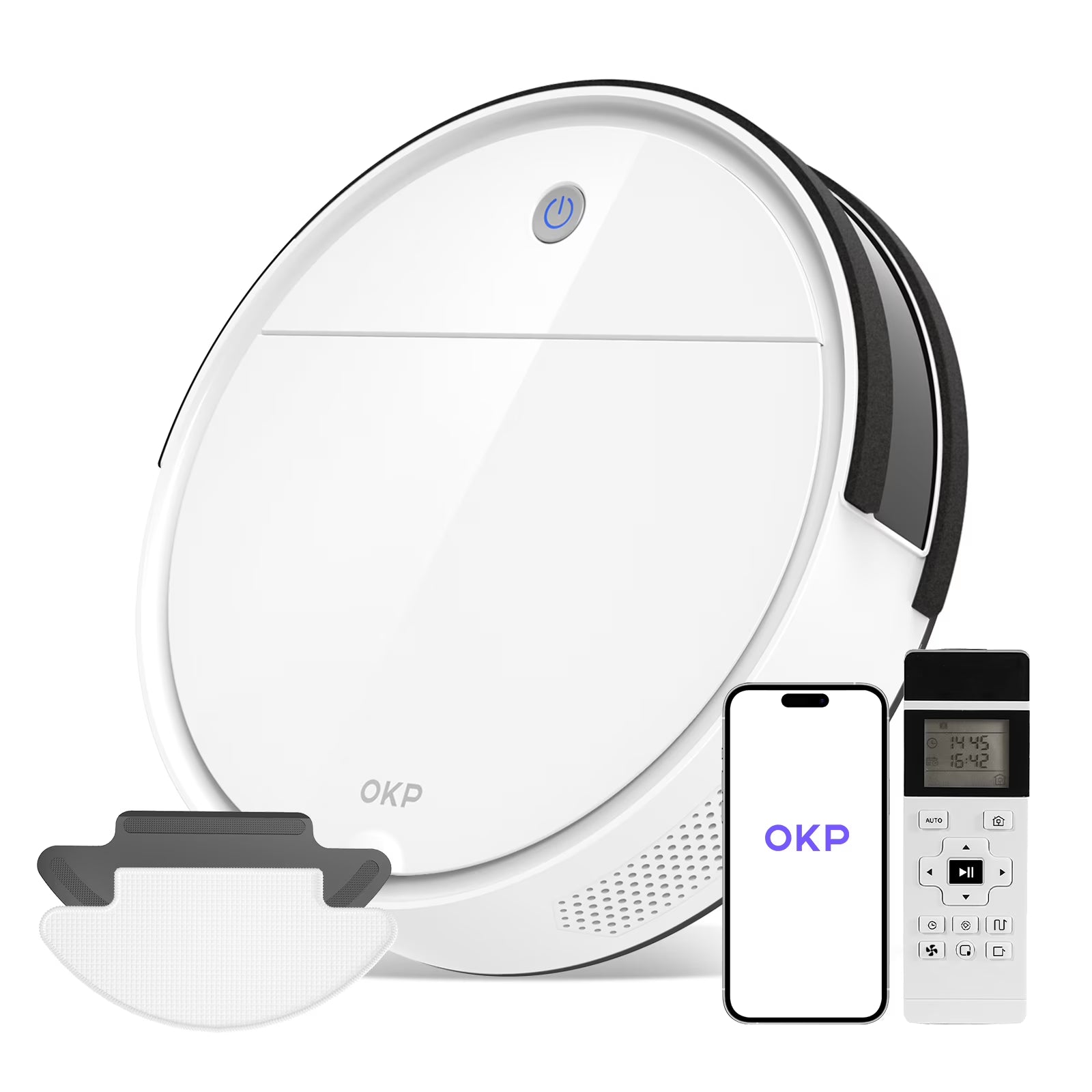 OKP Robot Vacuums with Mop Combo and Remote Control, 2 IN 1 Cleaning and Mopping, Wi-Fi Connectivity, Alexa/APP, Self-Charging Robotic Vacuum Cleaner for Home, Pet Hair, Carpets, and Hard Floors