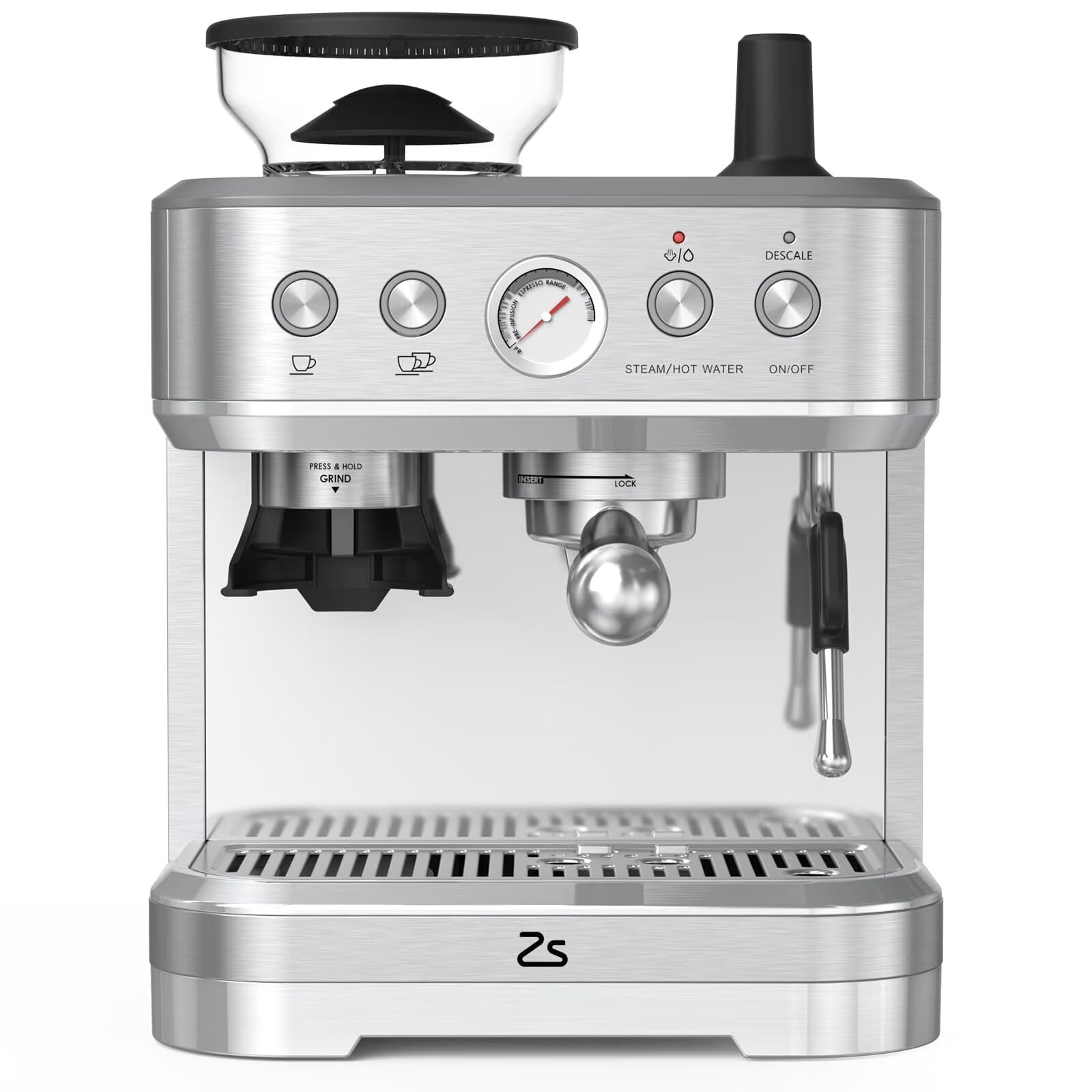 Espresso Machine with Built-in Grinder,Italian ULKA 15 Bar Espresso Machine - 85oz Water Tank, Dual PID Control, Milk Frother & Auto-Cleaning for Perfect Lattes and Cappuccinos