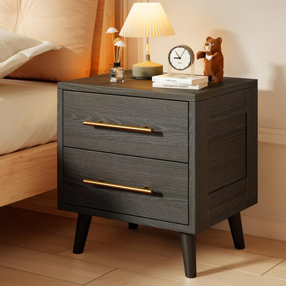 Bedroom Set - Includes Full Size Bed Frame (Dark Gray), Nightstands, 5-Drawer Dresser & Double Wide 6-Drawer Dresser - Modern Storage Solution for Stylish Home Decor, Black