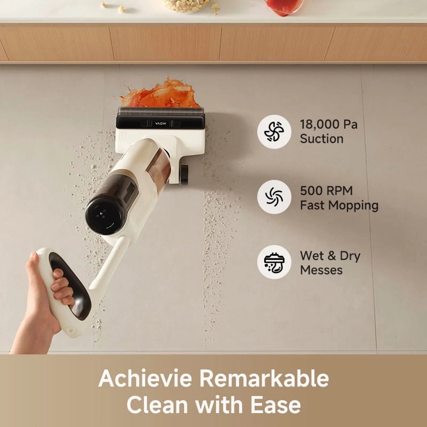 MOVA K30SE Wet Dry Vacuum,180��Flat Reach Floor Mop,Self Dual-Edge Cleaning,18000 Pa Suction