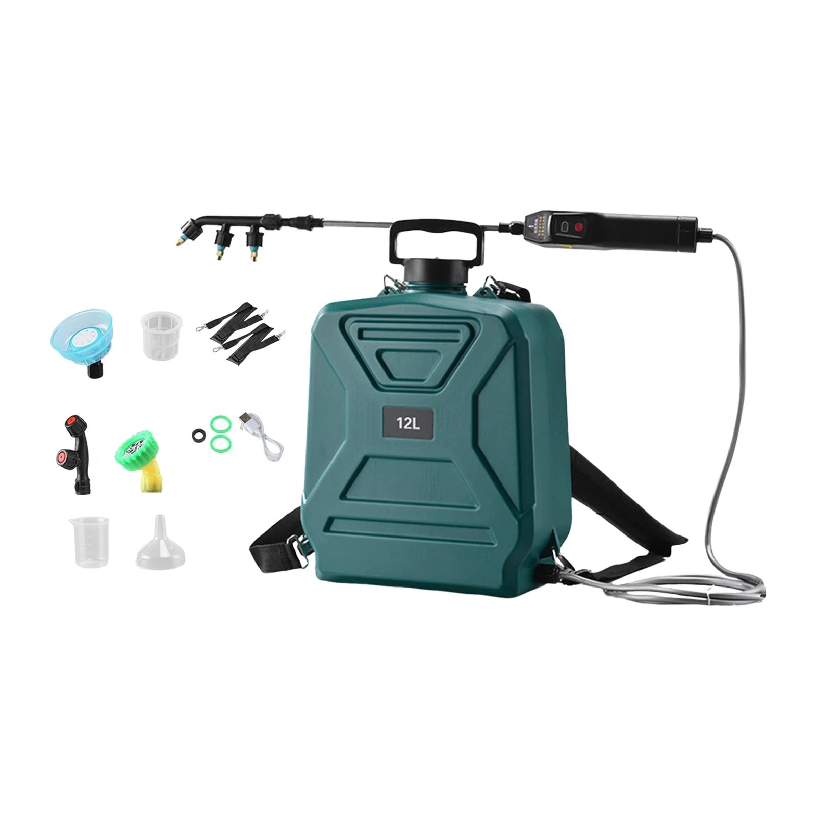 simhoa Garden Electric Sprayer 2 Spray Speed 12L Practical Comfortable Handle, Retractable Water Sprayer for Gardening Cleaning Green