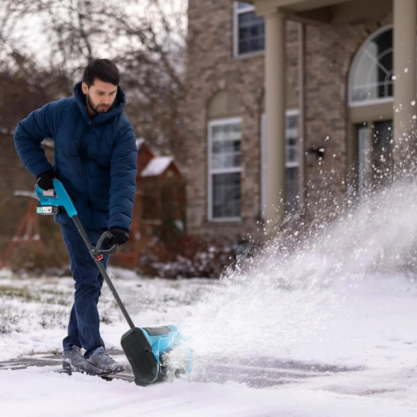 Cordless Electric Snow Shovel&Snow Thrower-Rechargeable Lithium Battery Powered Push-Type Snow Blower for Driveway&Sidewalk Cleaning, Lightweight Winter Snow Removal Tool