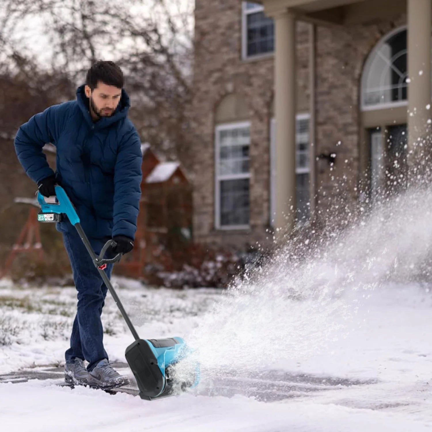 Cordless Electric Snow Shovel&Snow Thrower-Rechargeable Lithium Battery Powered Push-Type Snow Blower for Driveway&Sidewalk Cleaning, Lightweight Winter Snow Removal Tool