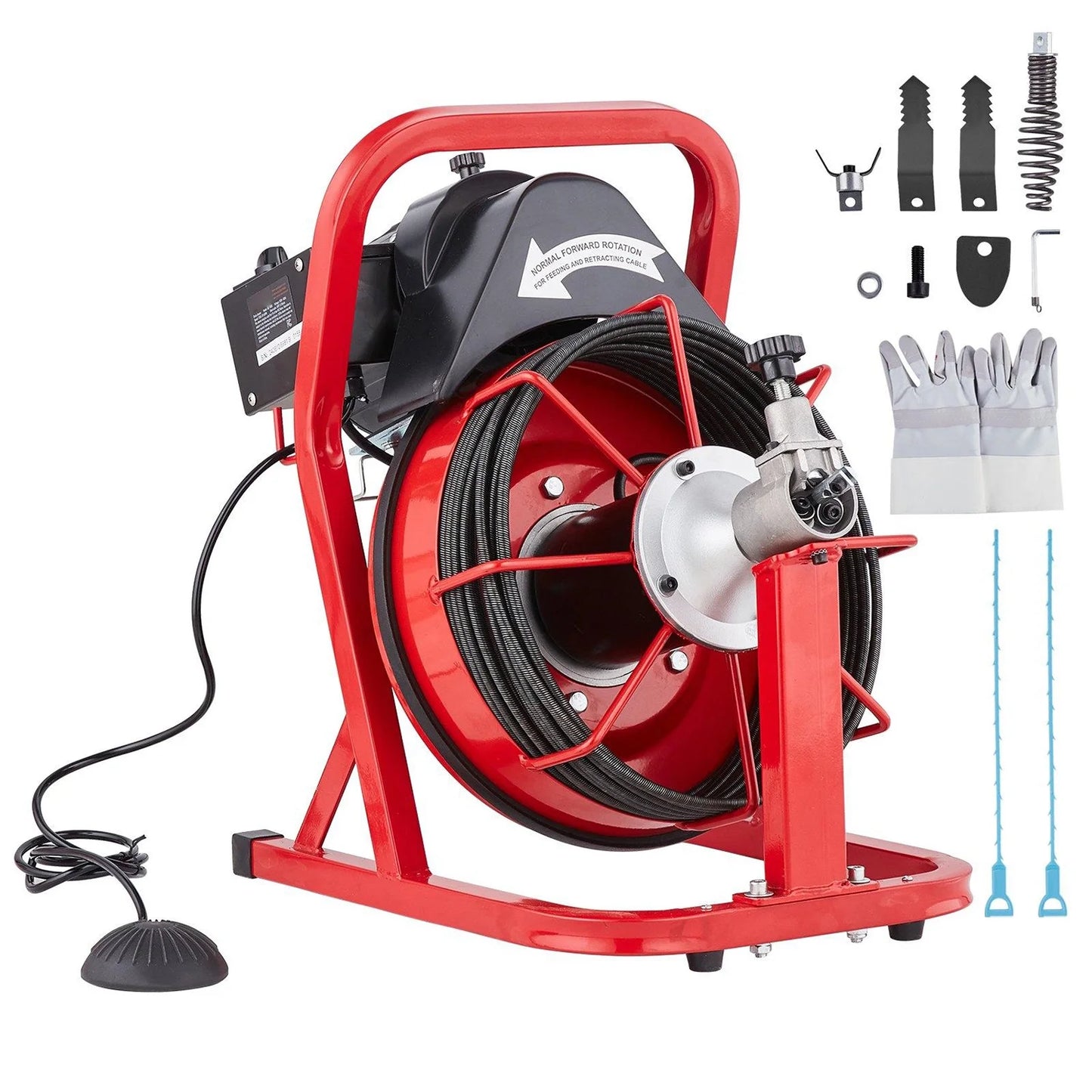 Choco Moon Electric Drain Auger 50FT 3/8 In Auto Feed Plunger, Drain Snake for Clog Removal, Powerful Cleaning Tool