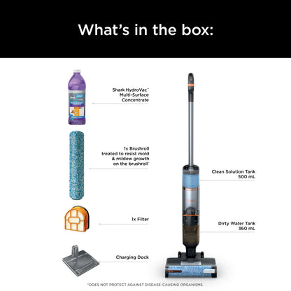 Shark HydroVac MessMaster 3-in-1 Vacuum Cordless Mop w/ Self-Cleaning, Stain Boost 12oz Formula, WD260