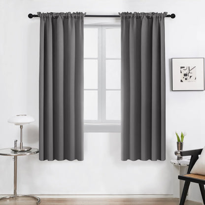 Deconovo Bedroom Blackout Curtains Rod Pocket Light Block Window Drapes for Home Decor, Set of 2, 42 x 72 inch, Black