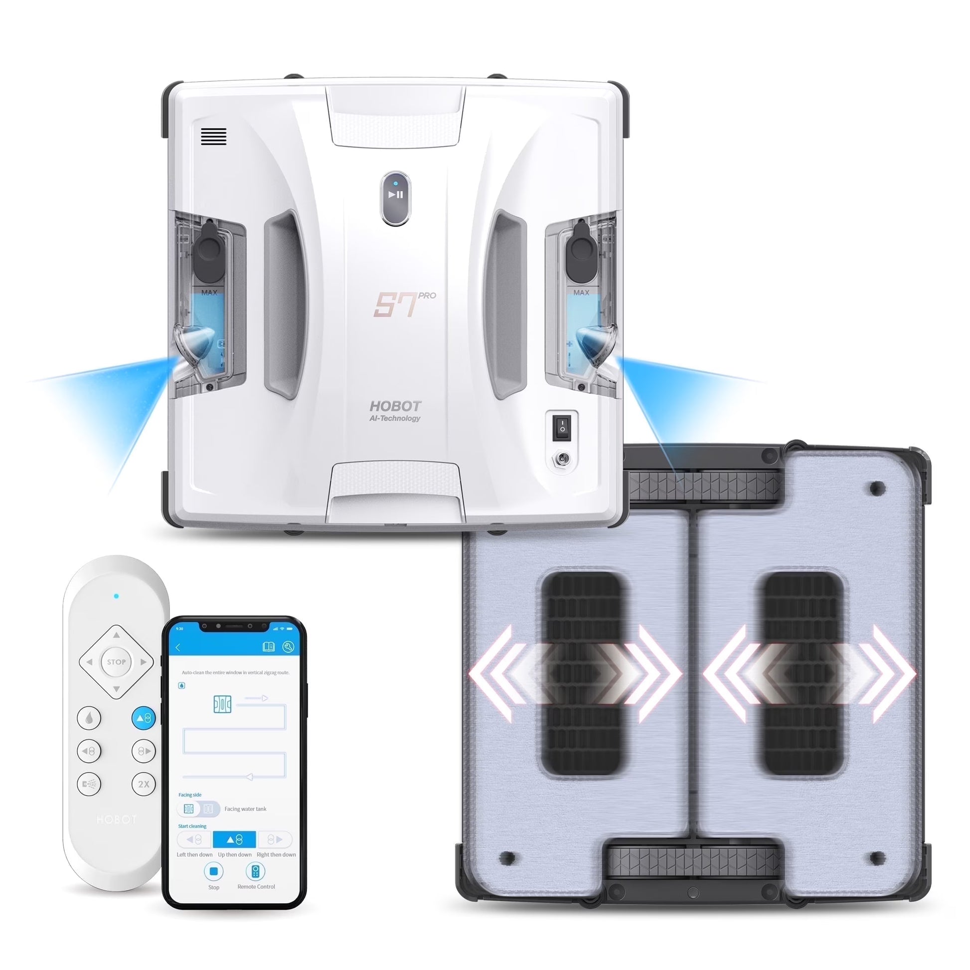 HOBOT S7 Pro Dual Mop Polish Hand Wiping Tec Window Cleaning Robot, App & Remote Control