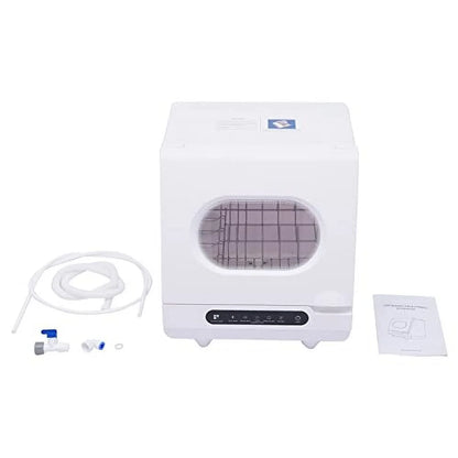 White Desktop Dishwasher, 1200W Compact Automatic Dishwasher, 5 Washing Programs Display 360�� Spray Arm, 72 �� C Hot Water Rotary Cleaning, Suitable for Apartment/Office/Kitchen/RV