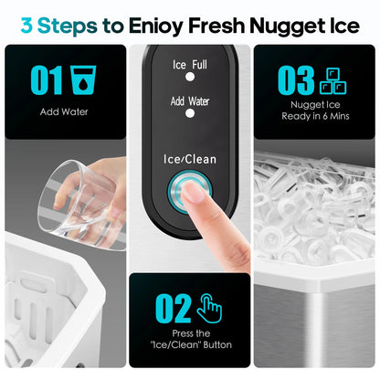 Fenbeli 26lbs/24H Countertop Ice Maker Machine with Handle, Portable Ice Maker Machine with Auto-Cleaning, Black