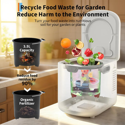 Danolapsi 3.5L Electric Kitchen Composter Smart Odorless Compost Bin Auto-Cleaning,Countertop Food Waste Composting Machine -Fast 4-6H Food Waste to Fertilizer Conversion for Outdoor Use