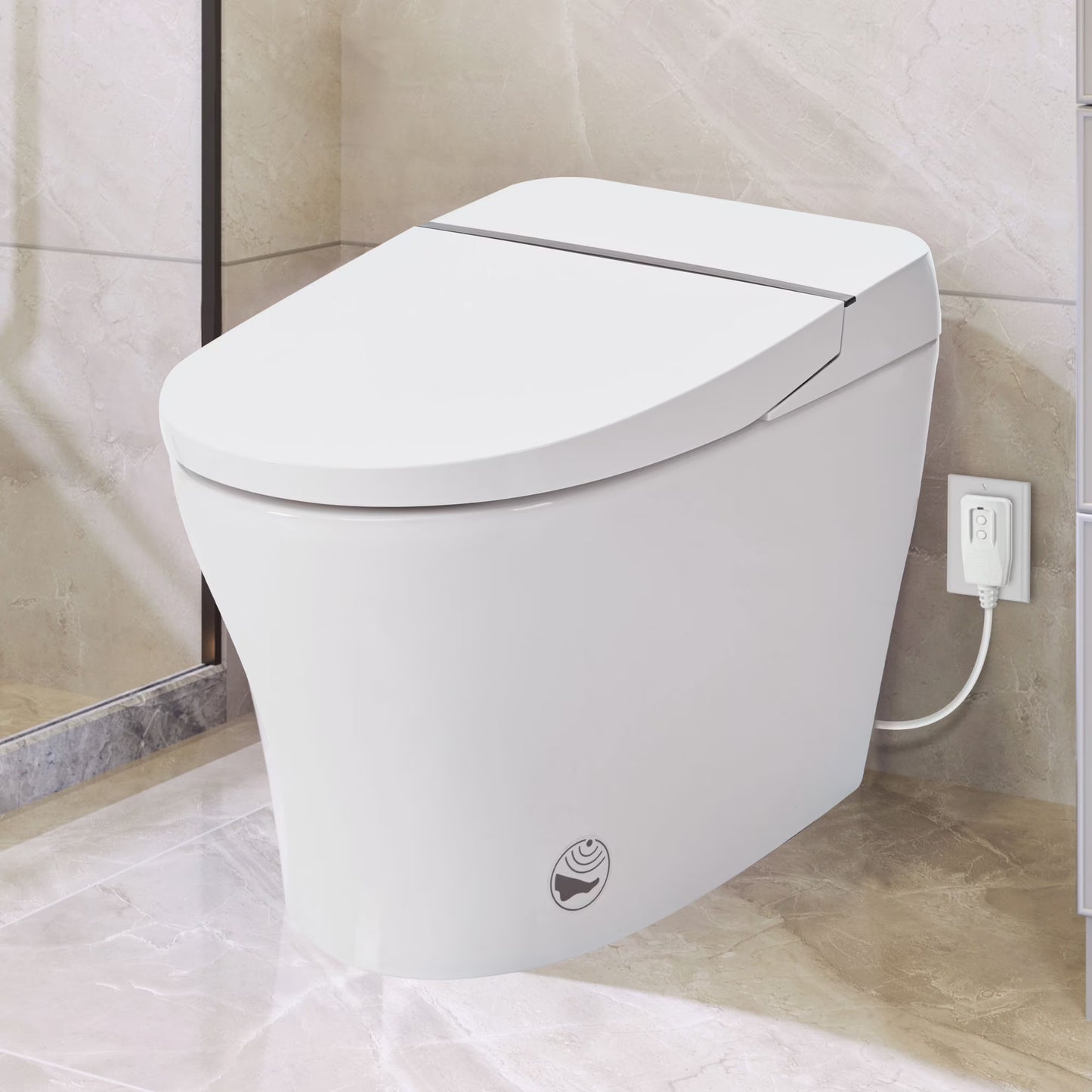 M optimized Smart Toilet With Self-Cleaning Nozzle, Soft Close Dual Flush Toilet 1/1.28 GPF White