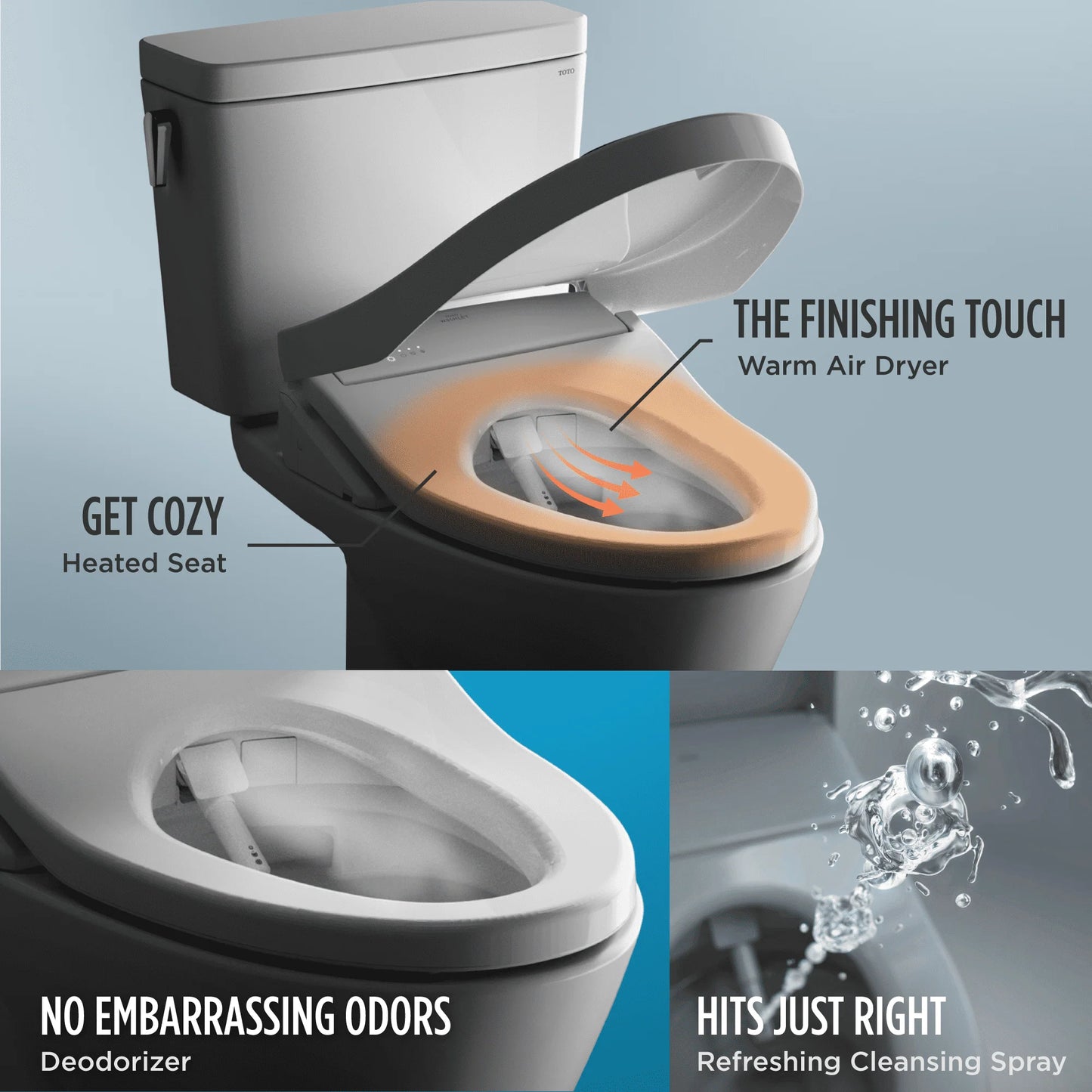 TOTO? WASHLET? K300 Electronic Bidet Toilet Seat with Instantaneous Water Heating, PREMIST and EWATER+ Wand Cleaning, Elongated, Cotton White - SW3036R#01